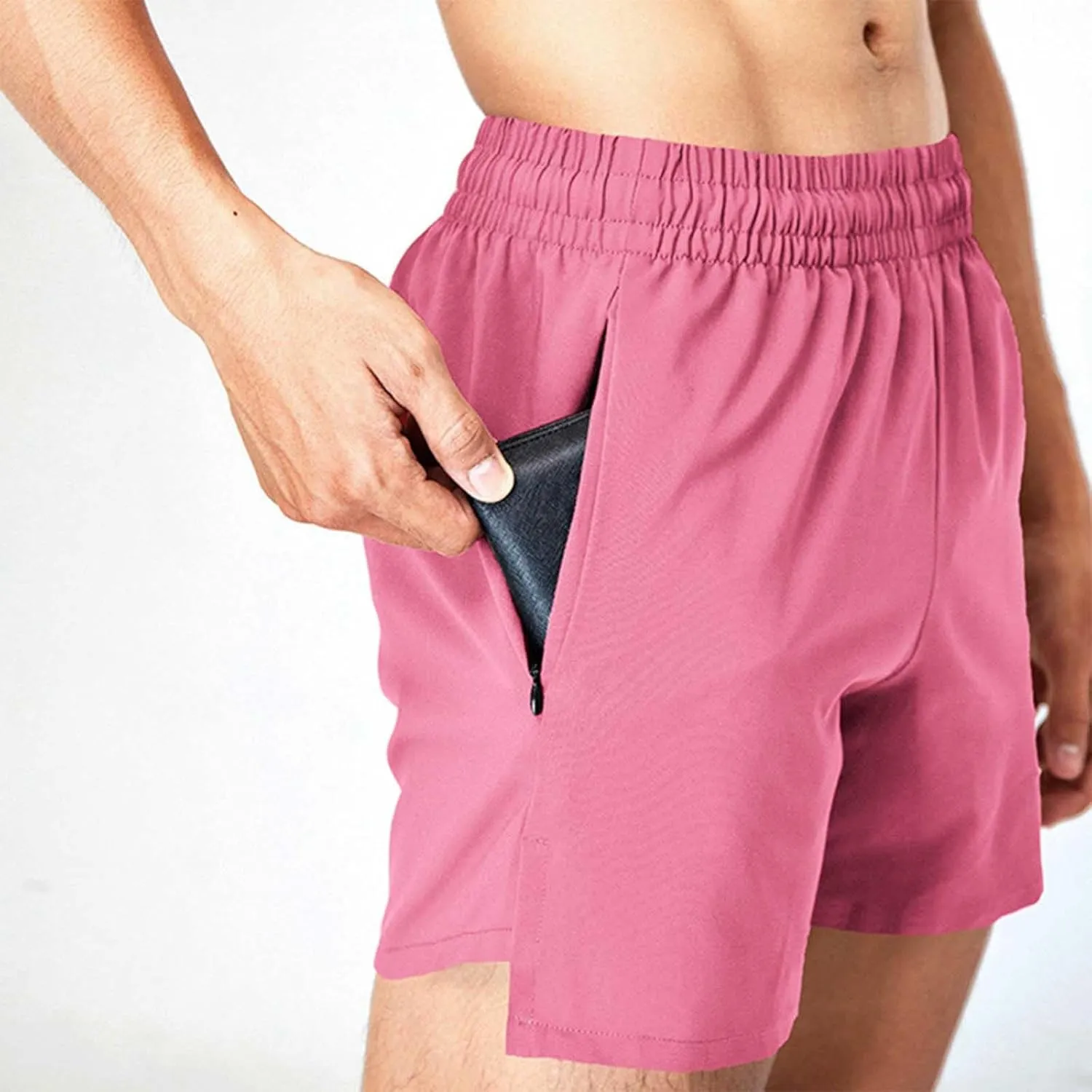 Running Shorts for Men with Zipper Pockets Stretch Waist Quick Dry Lightweight Breathable Gym Workout Athletic Shorts