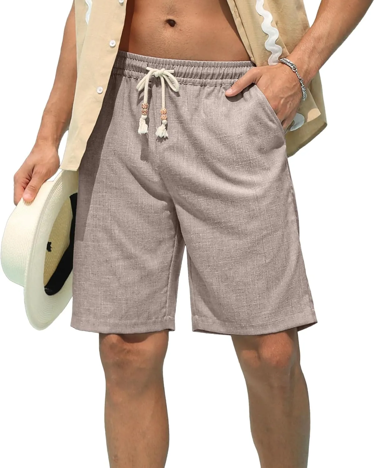 Sailwind Mens Linen Shorts Casual Drawstring Summer Beach Shorts
