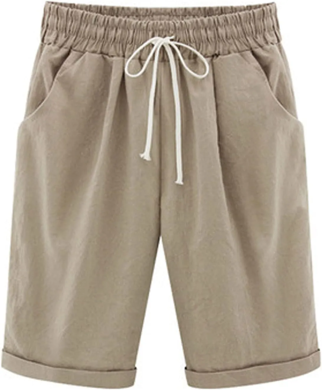 sdbrld Bermuda Shorts for Women,Womens Bermuda Shorts Casual Summer Drawstring Shorts High Waisted Cotton Athletic Shorts