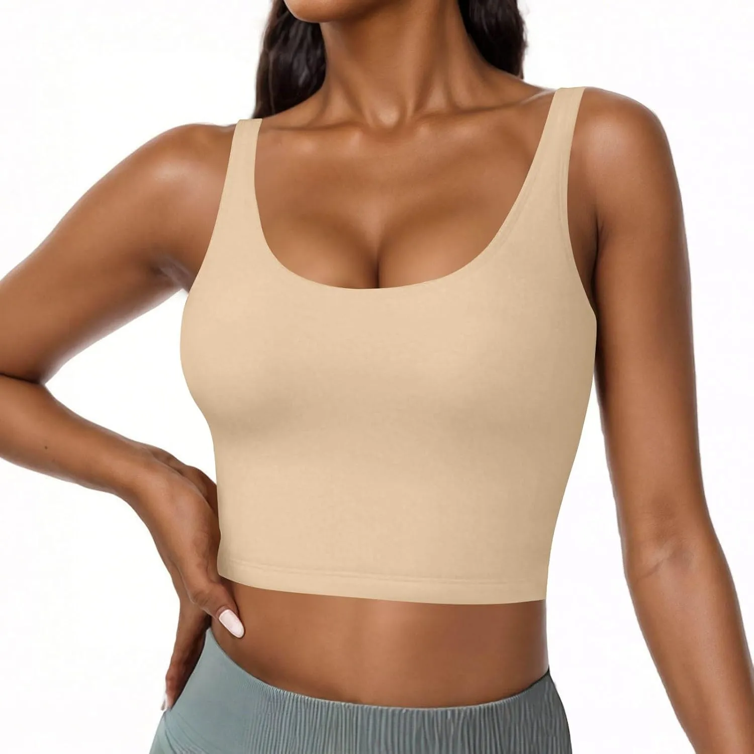 Seamless Workout Tank Tops for Women Summer Racerback Sleeveless Tops with Built-in Bra U-Back Athletic Gym Yoga Shirt