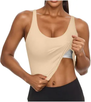 Seamless Workout Tank Tops for Women Summer Racerback Sleeveless Tops with Built-in Bra U-Back Athletic Gym Yoga Shirt