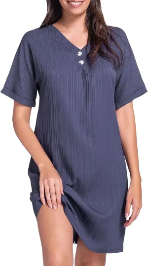 Shirt Dresses for Women, Women's Summer Casual T Shirt Dresses Short Sleeve Button Down Swing Dress with Pockets