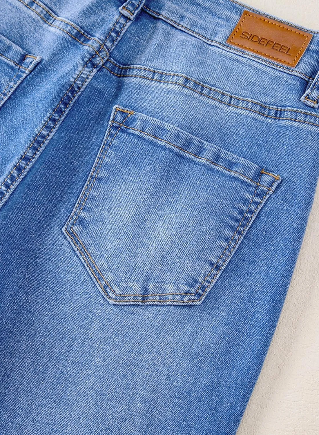 Sidefeel Women's High Waist Zimbaplatinum Jeans Stretch Skinny Slims Ankle Bootcut Jeans with Pockets