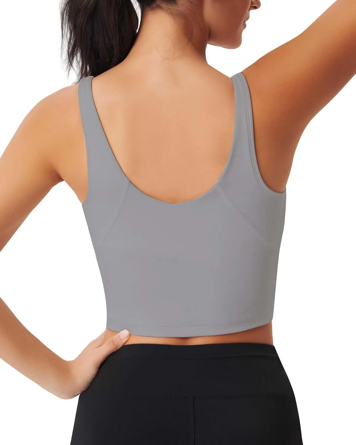 Sports Bras for Women Longline Padded Medium Support Workout Crop Tops Built in Shelf Bra Wirefree Gym Yoga Tank Top