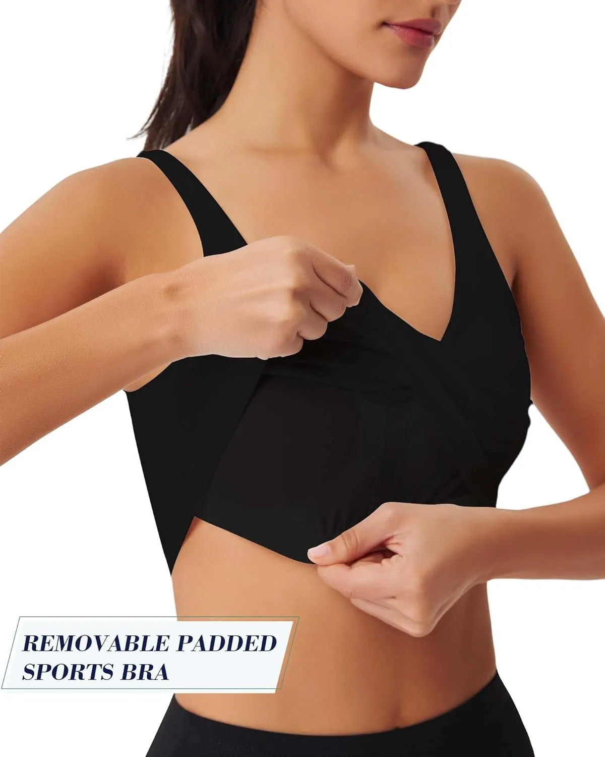 Sports Bras for Women Longline Padded Medium Support Workout Crop Tops Built in Shelf Bra Wirefree Gym Yoga Tank Top