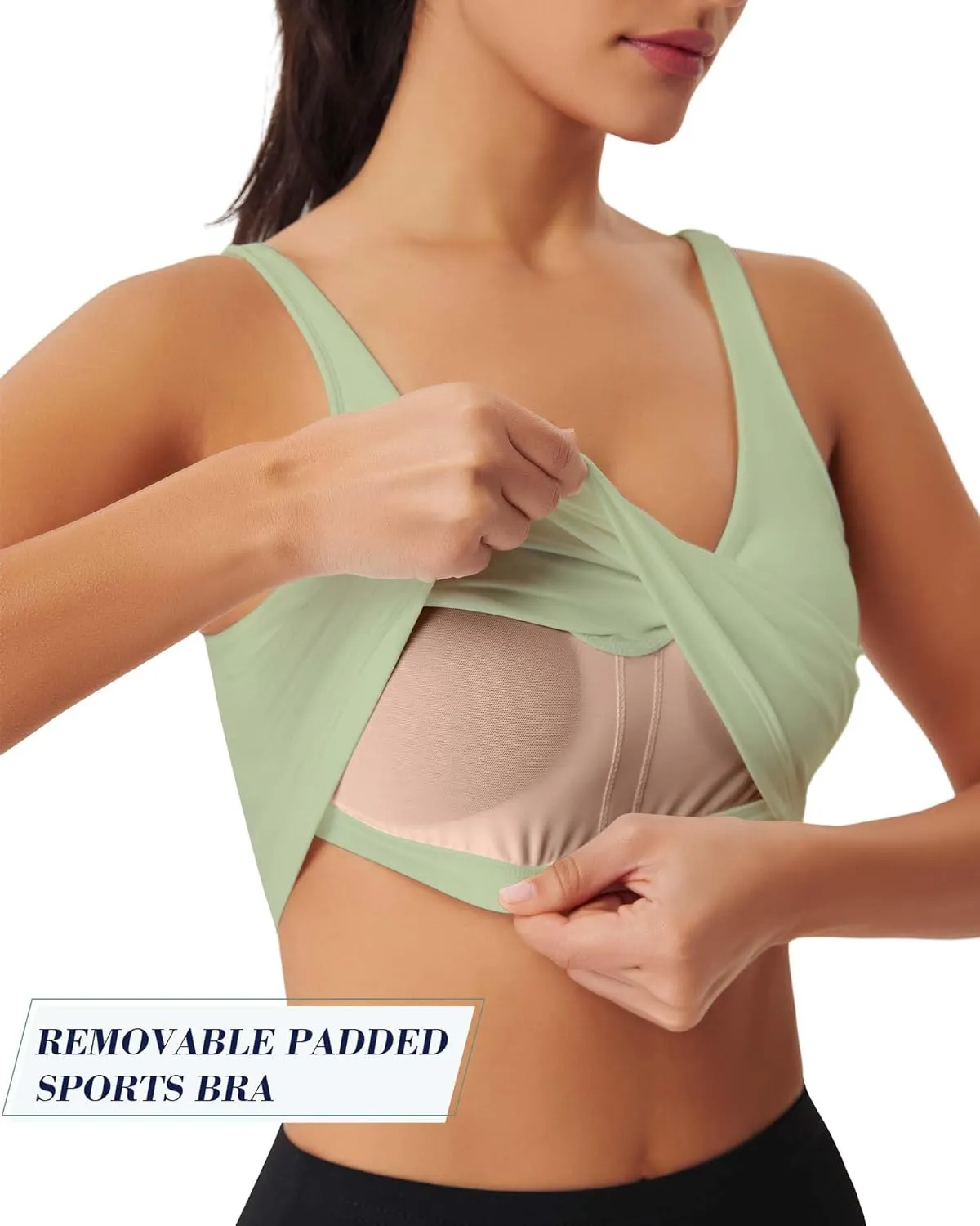 Sports Bras for Women Longline Padded Medium Support Workout Crop Tops Built in Shelf Bra Wirefree Gym Yoga Tank Top