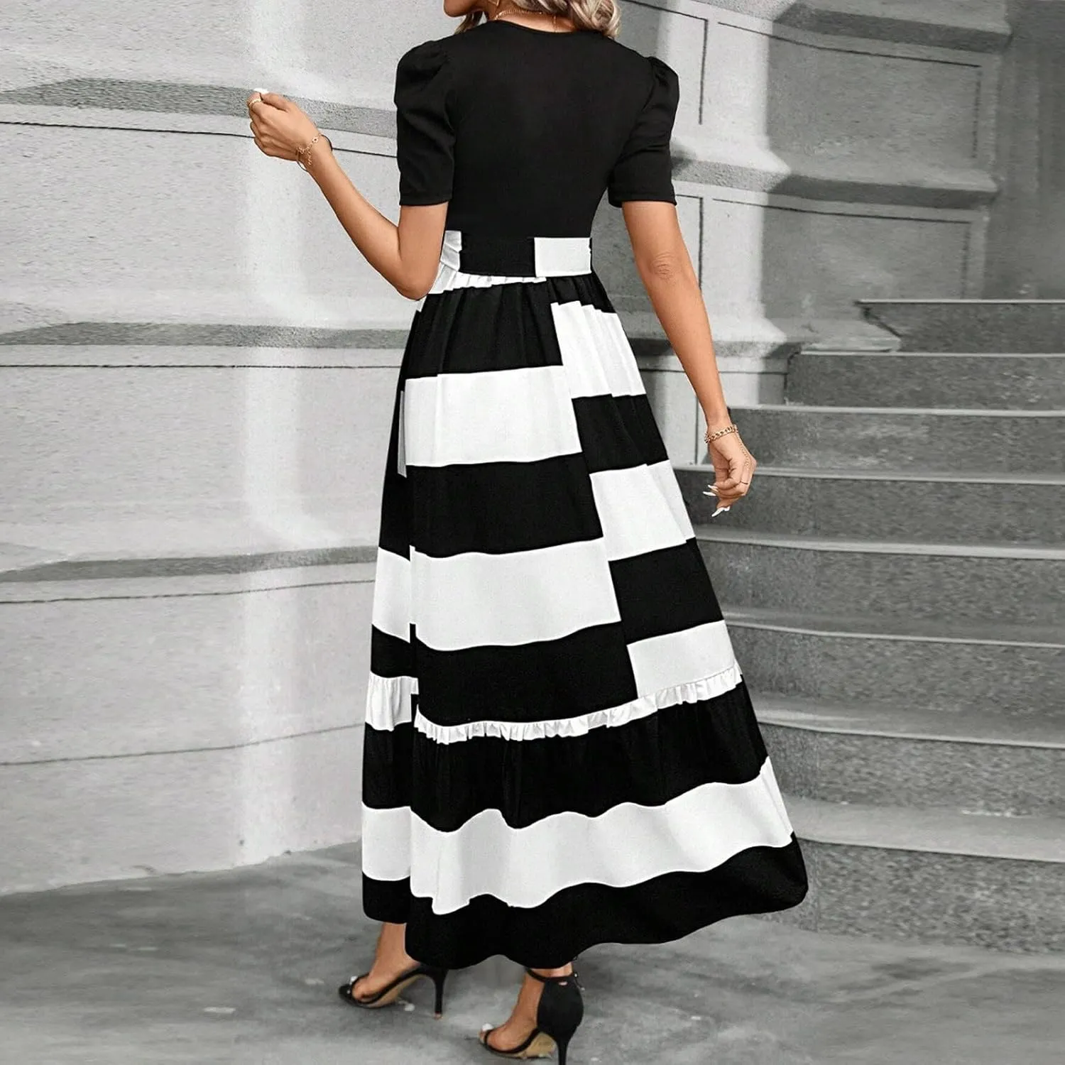 Summer Dresses for Women 2025,Plus Size Formal Womens Easter Dresses Wedding Guest Patchwork Spring Dress for Women