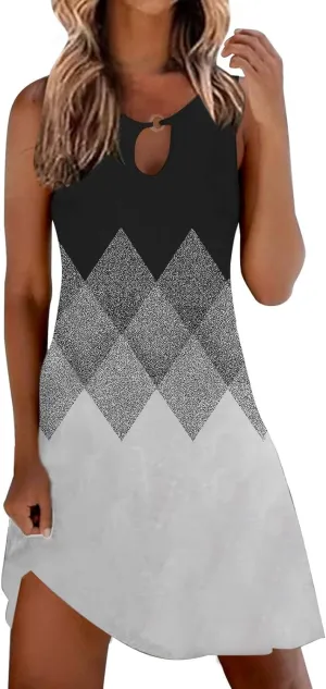 Sun Dresses for Women 2025 Summer Dress Loose V Neck Sleeveless Sundresses Swimsuit Coverup with Pockets Floral Tank Dresses
