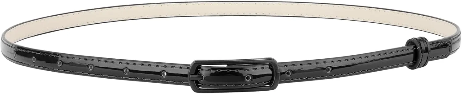 SUOSDEY 4 Pack Thin Belts for Women Skinny Leather Belts with Metal Buckle for Dresses Pants Jeans