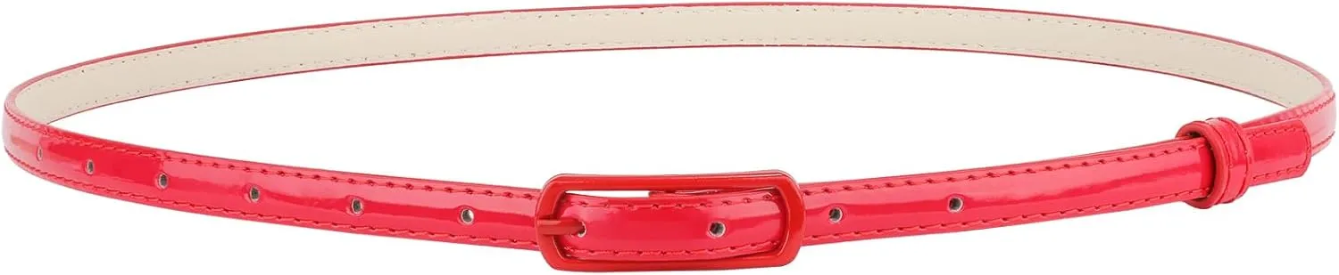 SUOSDEY 4 Pack Thin Belts for Women Skinny Leather Belts with Metal Buckle for Dresses Pants Jeans