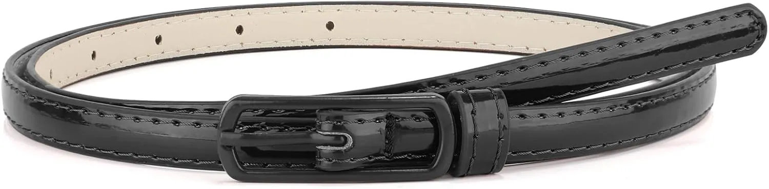 SUOSDEY 4 Pack Thin Belts for Women Skinny Leather Belts with Metal Buckle for Dresses Pants Jeans