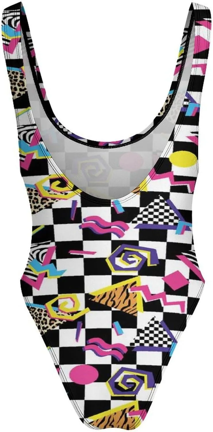 SWEET TANG Women's One Piece Swimsuits Sexy U Neck High Leg Cut Bathing Suits Swimwear