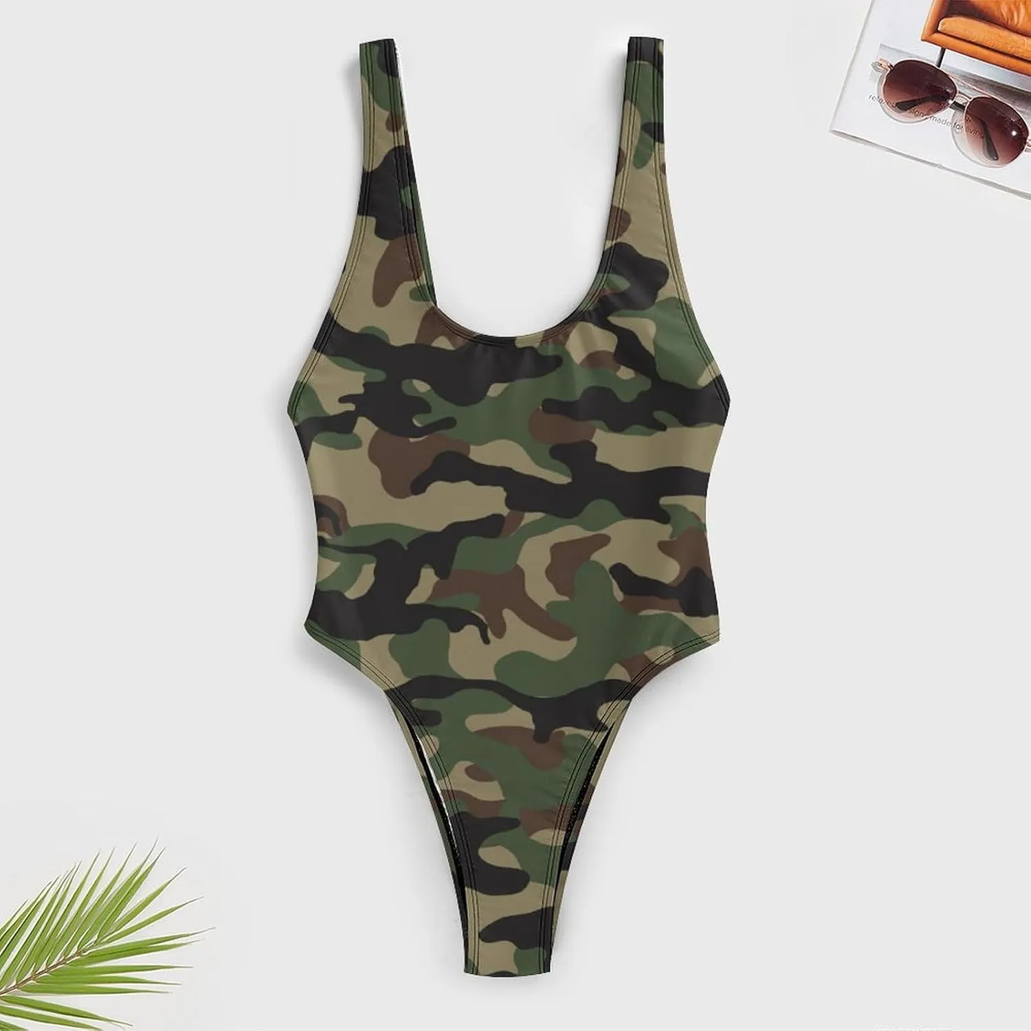 SWEET TANG Women's One Piece Swimsuits Sexy U Neck High Leg Cut Bathing Suits Swimwear