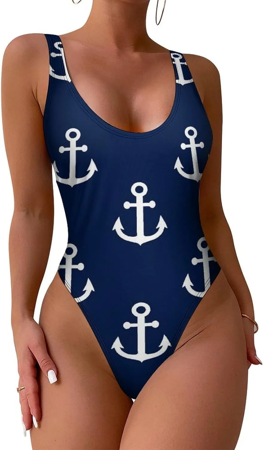 SWEET TANG Women's One Piece Swimsuits Sexy U Neck High Leg Cut Bathing Suits Swimwear