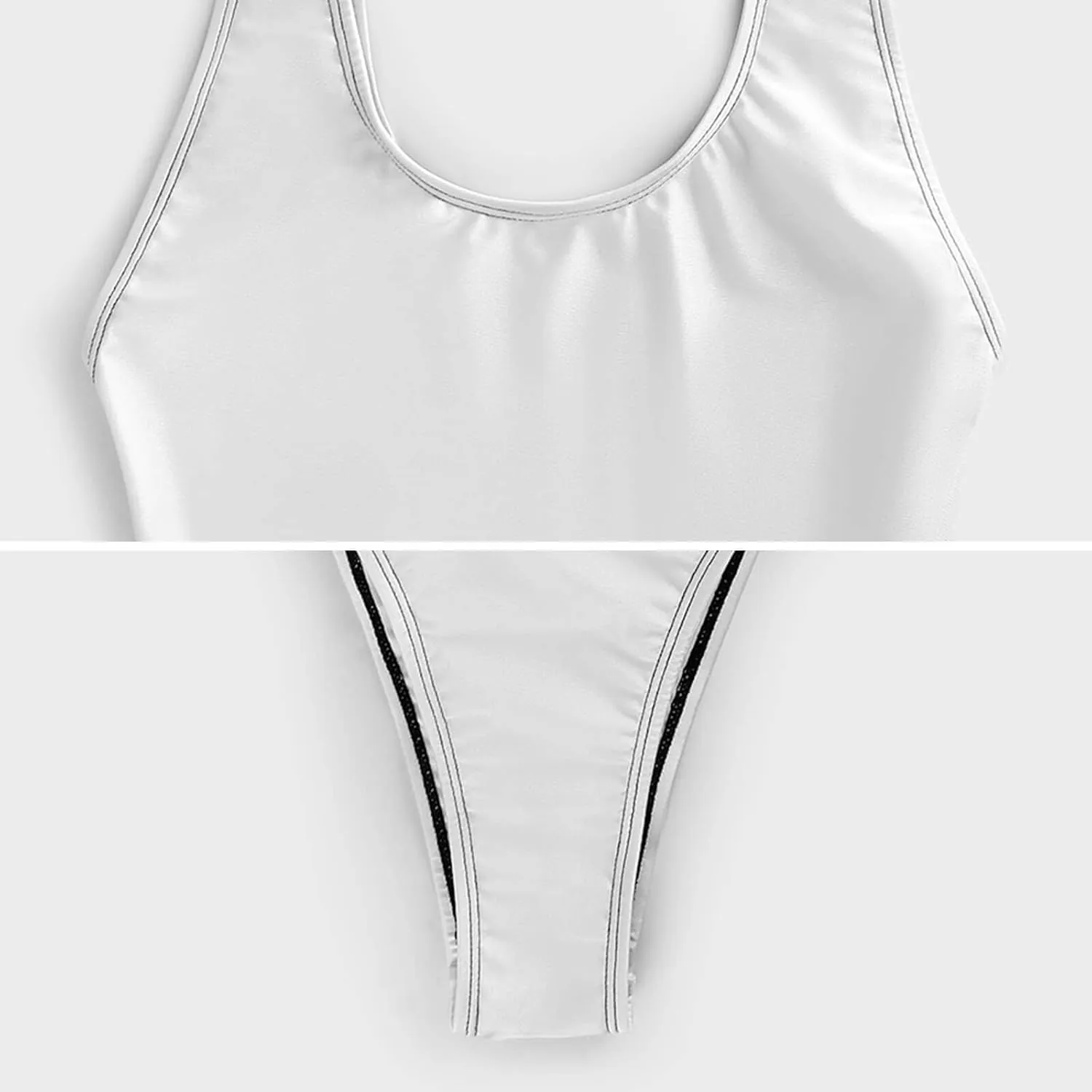 SWEET TANG Women's One Piece Swimsuits Sexy U Neck High Leg Cut Bathing Suits Swimwear
