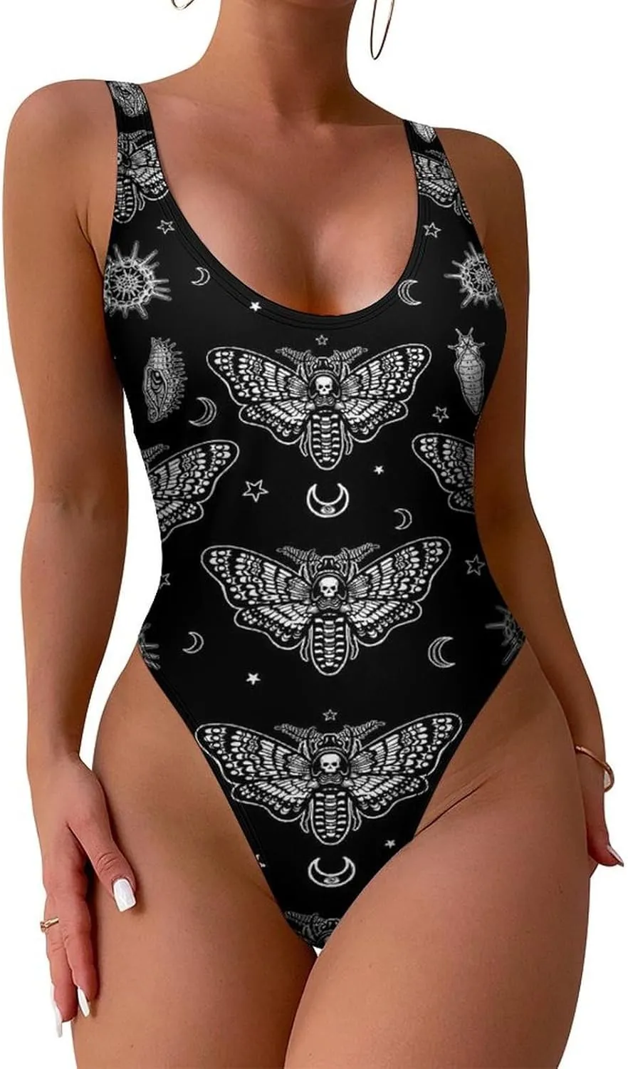 SWEET TANG Women's One Piece Swimsuits Sexy U Neck High Leg Cut Bathing Suits Swimwear