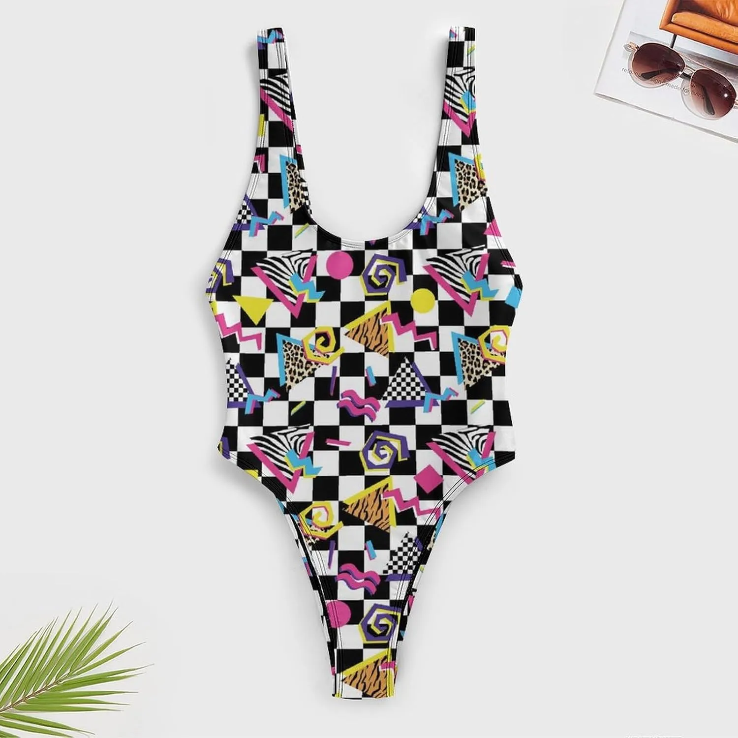 SWEET TANG Women's One Piece Swimsuits Sexy U Neck High Leg Cut Bathing Suits Swimwear