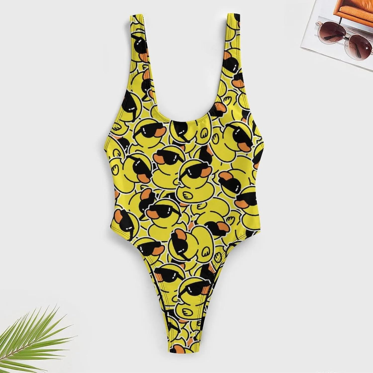 SWEET TANG Women's One Piece Swimsuits Sexy U Neck High Leg Cut Bathing Suits Swimwear