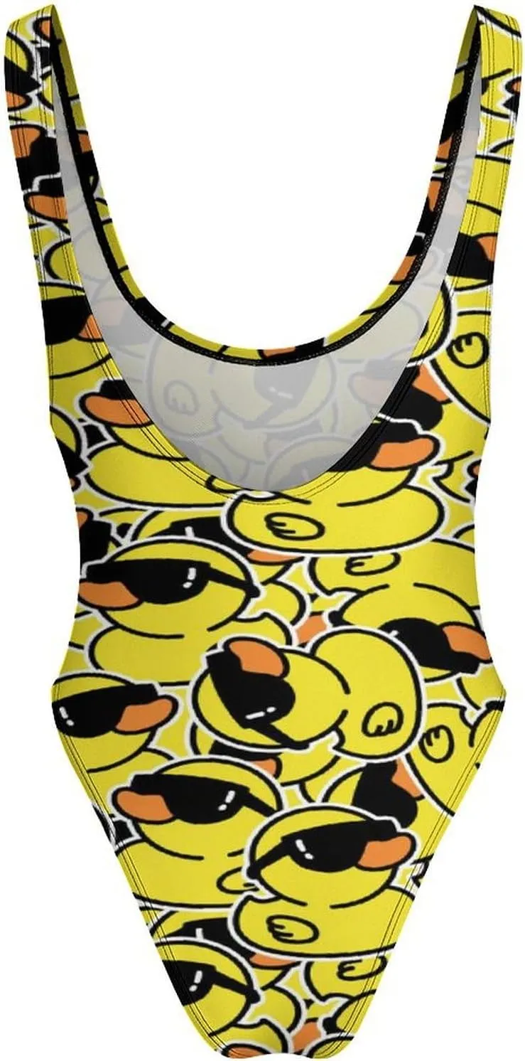 SWEET TANG Women's One Piece Swimsuits Sexy U Neck High Leg Cut Bathing Suits Swimwear