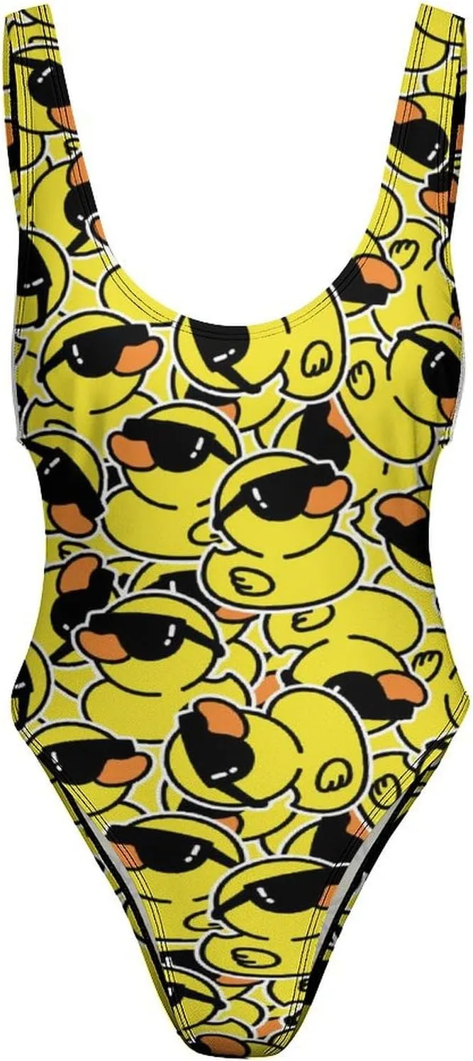 SWEET TANG Women's One Piece Swimsuits Sexy U Neck High Leg Cut Bathing Suits Swimwear