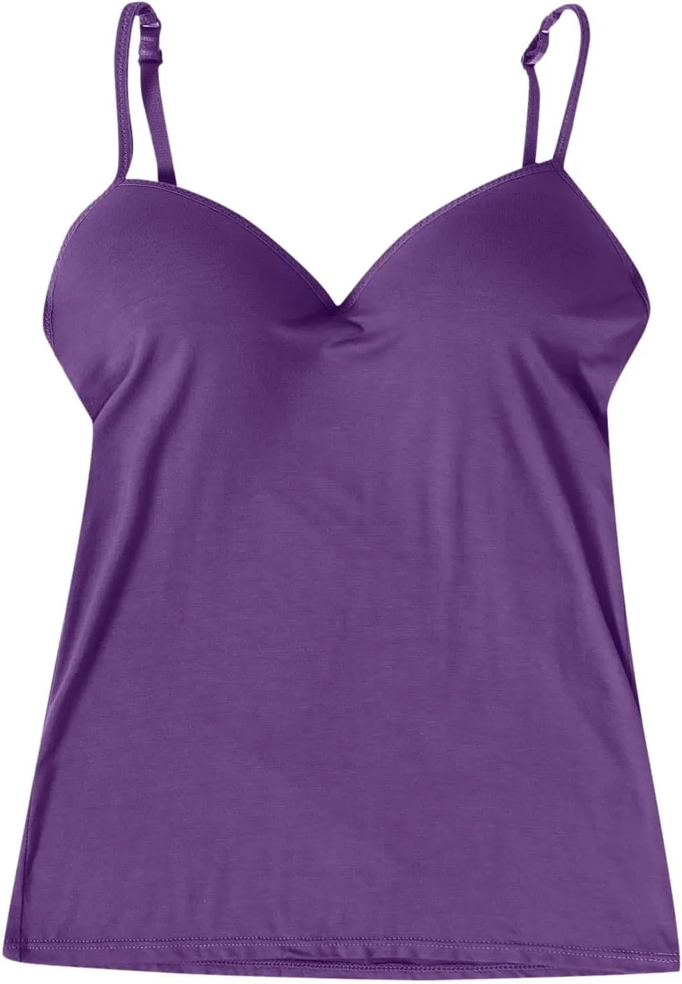 Tank Top for Women with Built-in Padded Bra Adjustable Strap Camisole Seamless Cotton Cami Shirt