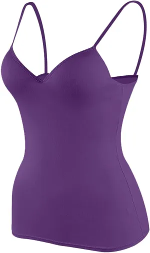 Tank Top for Women with Built-in Padded Bra Adjustable Strap Camisole Seamless Cotton Cami Shirt