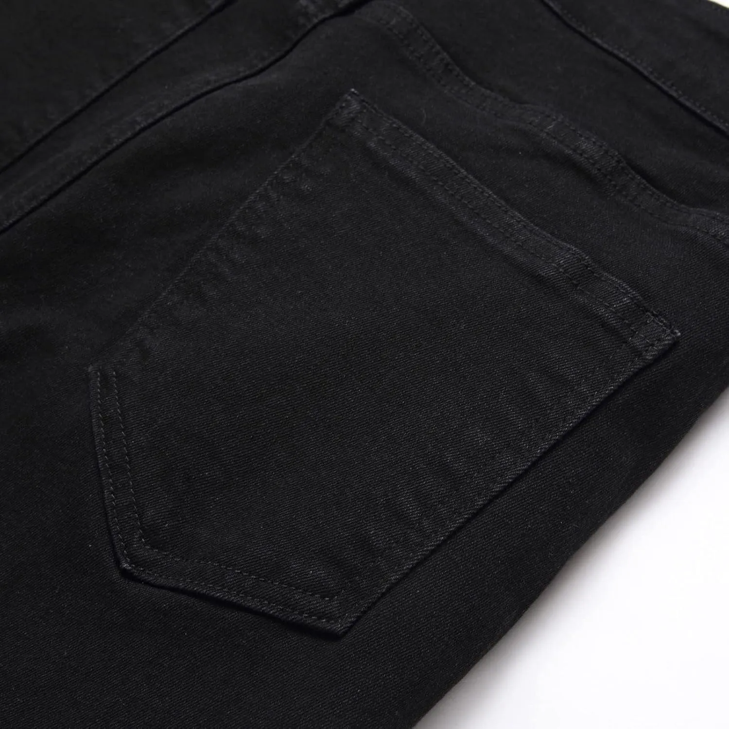 Taped Slim Fit Denim Jeans for Men Stretchy Ripped Skinny Jeans Straight Leg Fashion Comfort Denim Pants Ripped Jeans