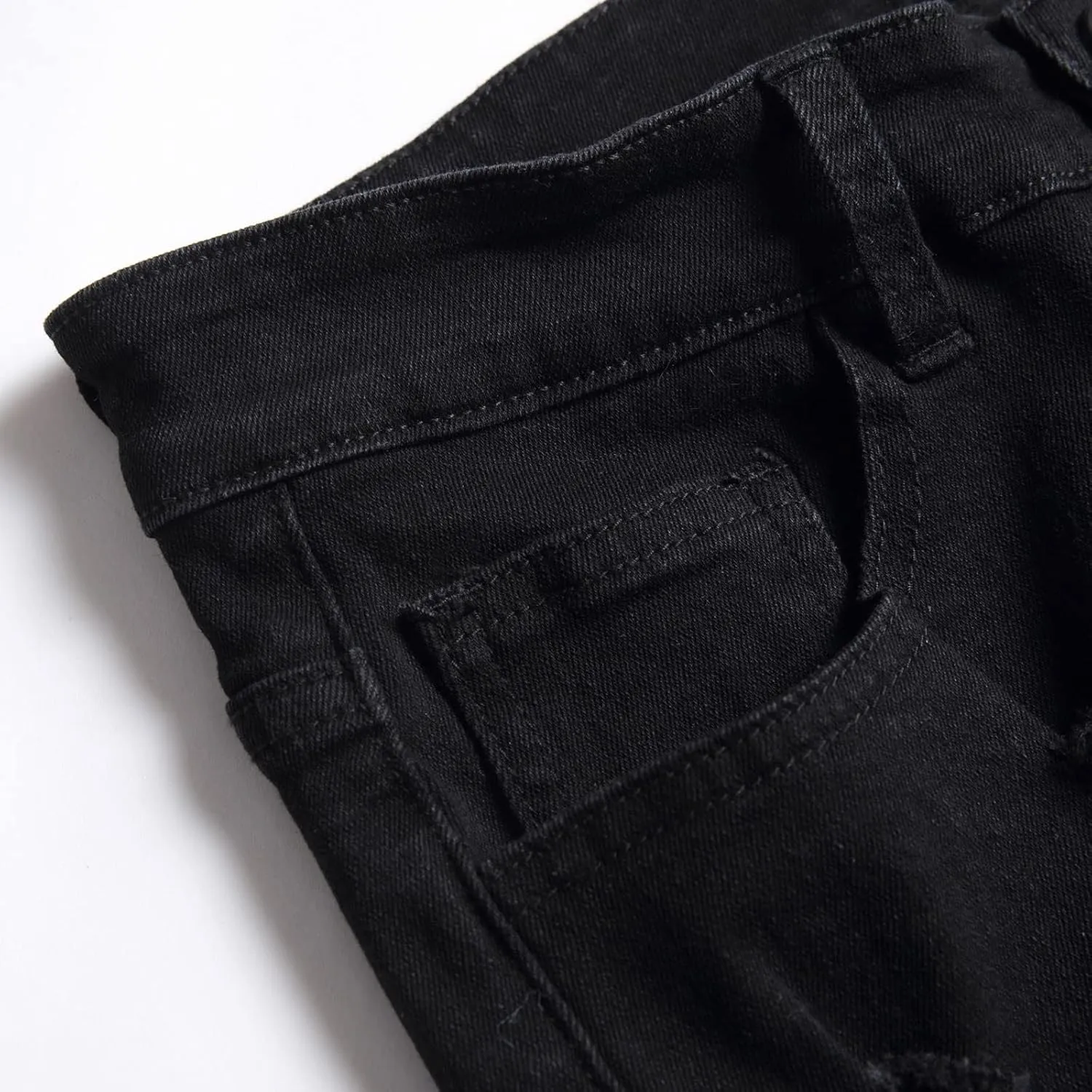 Taped Slim Fit Denim Jeans for Men Stretchy Ripped Skinny Jeans Straight Leg Fashion Comfort Denim Pants Ripped Jeans