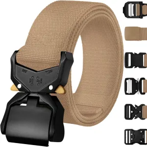 TECEUM Tactical Belt – Coyote B1 M – Heavy-Duty Military, Work, Hiking,Rigger, Utility, EDC Men’s Belts – Quick-Release – Nylon Web