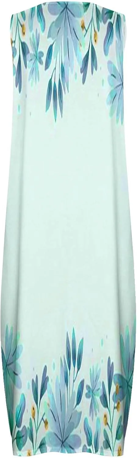 Tie Dye Dress for Women Floral Print Beach Vacation Cruise Outfits Fashion Sleeveless Beach Sundress
