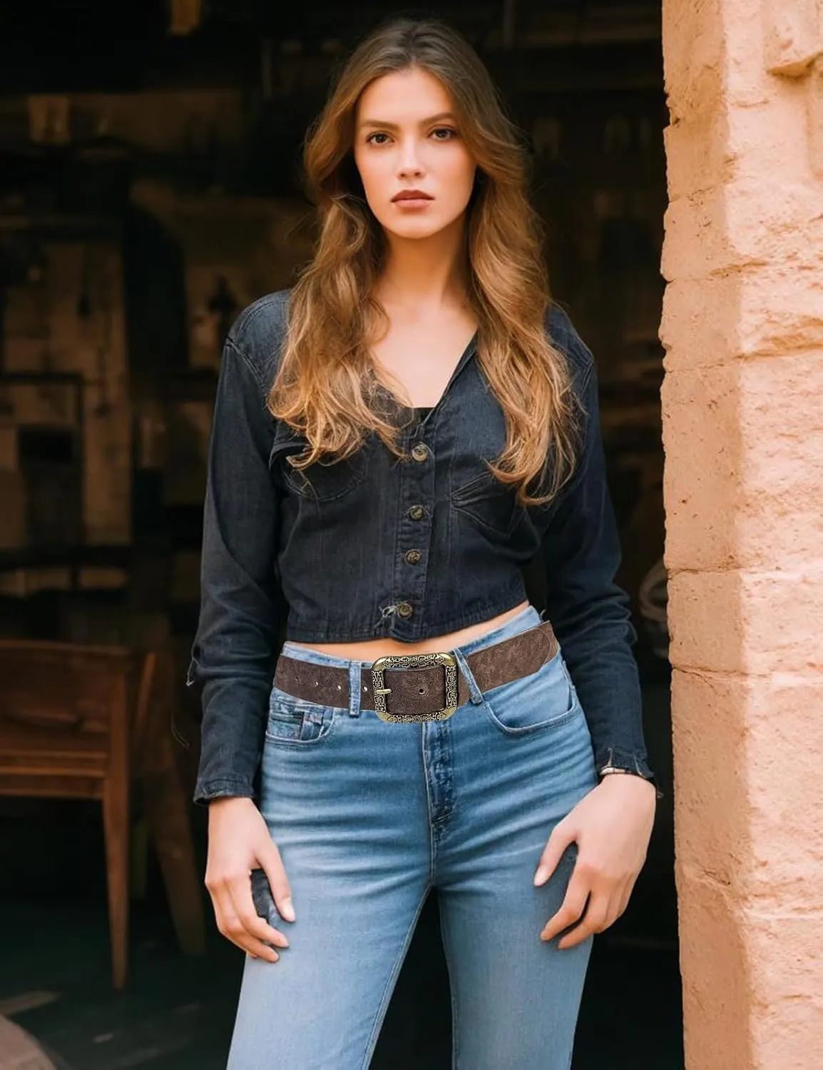 TOPACC Western Belts for Women Men Cowboy Cowgirl Belt for Jeans Pants Country Concert Outfit Rodeo