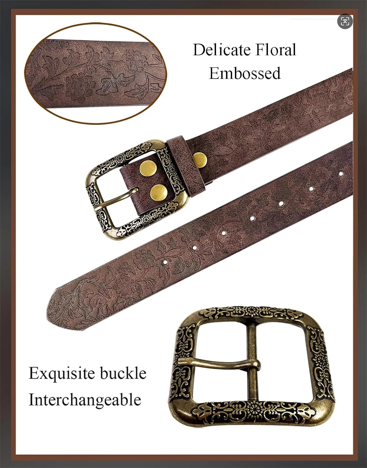 TOPACC Western Belts for Women Men Cowboy Cowgirl Belt for Jeans Pants Country Concert Outfit Rodeo