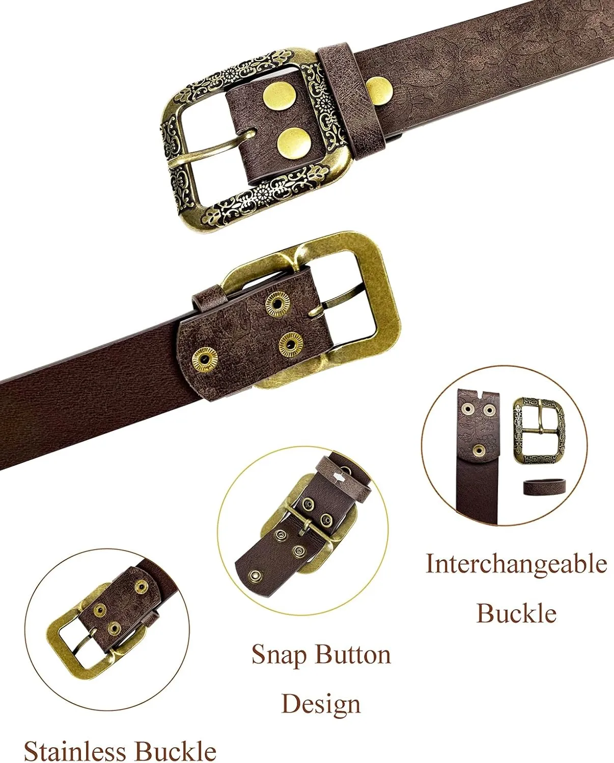 TOPACC Western Belts for Women Men Cowboy Cowgirl Belt for Jeans Pants Country Concert Outfit Rodeo