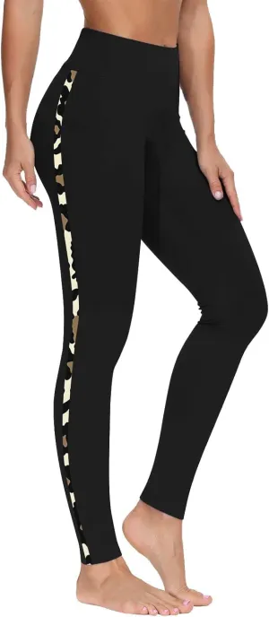 Trendy Leggings for Womens 2024 Side Camo Printed Yoga Pants High Waist Stretch Seamless Compression Trousers