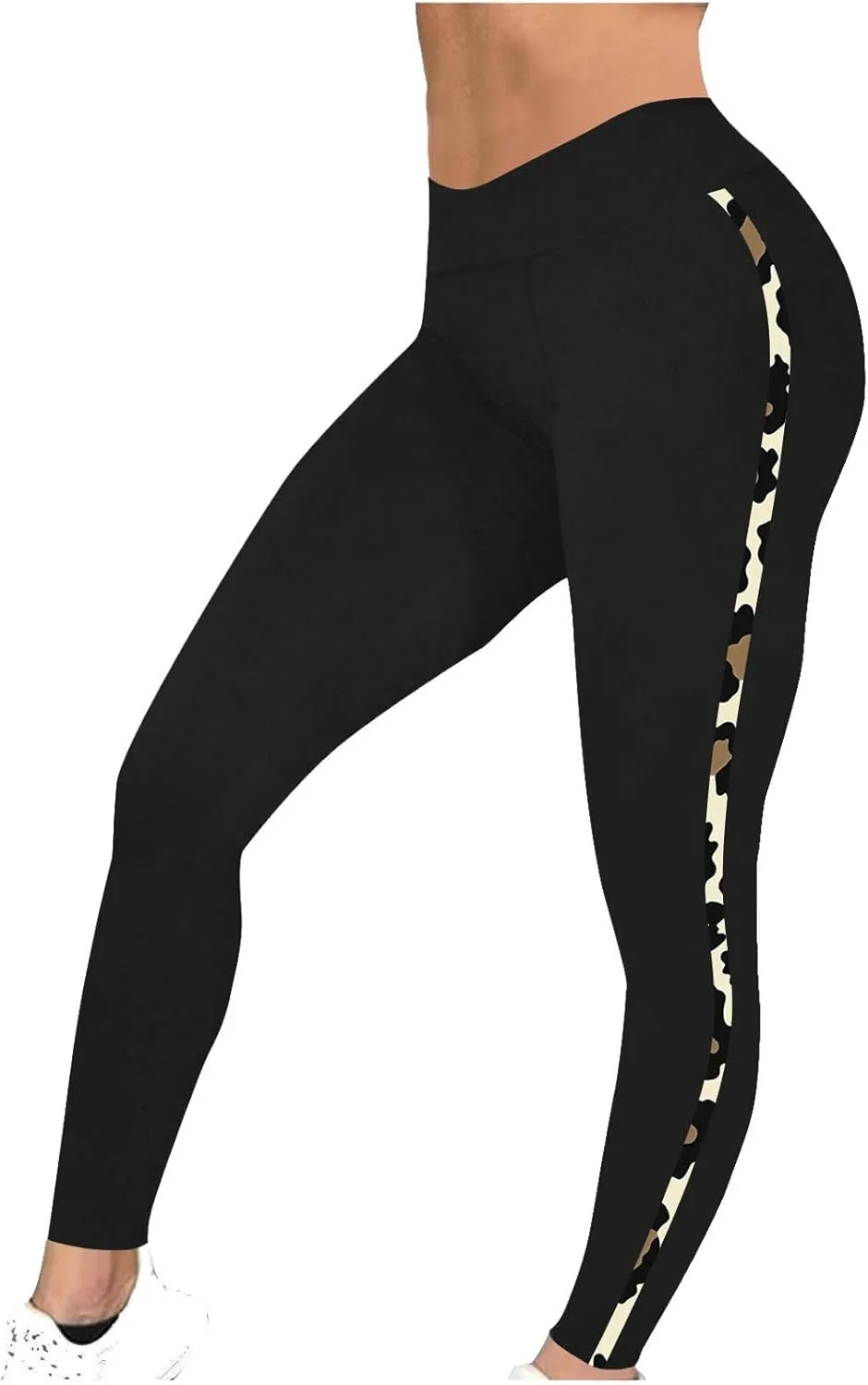 Trendy Leggings for Womens 2024 Side Camo Printed Yoga Pants High Waist Stretch Seamless Compression Trousers