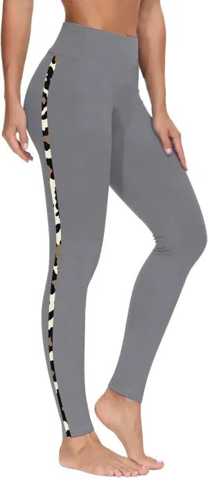 Trendy Leggings for Womens 2024 Side Camo Printed Yoga Pants High Waist Stretch Seamless Compression Trousers