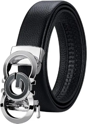 VANNANBA Leather Ratchet Belts for Men Automatic Buckle with Belt Box, Gift for Men