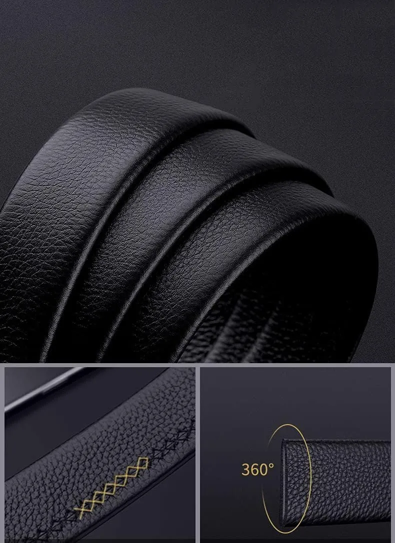 VANNANBA Leather Ratchet Belts for Men Automatic Buckle with Belt Box, Gift for Men