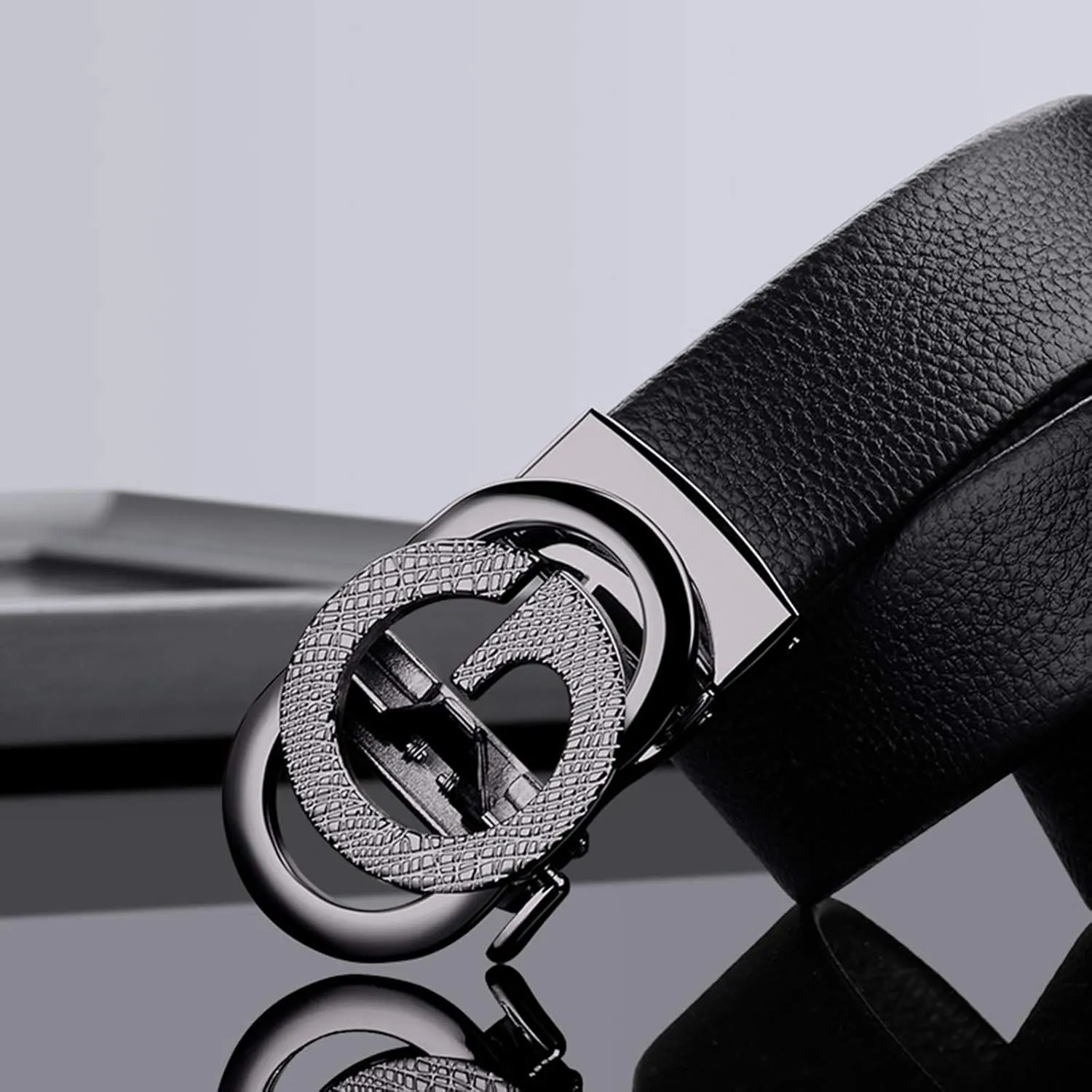 VANNANBA Ratchet Leather Belt for Men Designer Belts for Men with Automatic Buckle Alloy,Trend Fashion with Gift Box