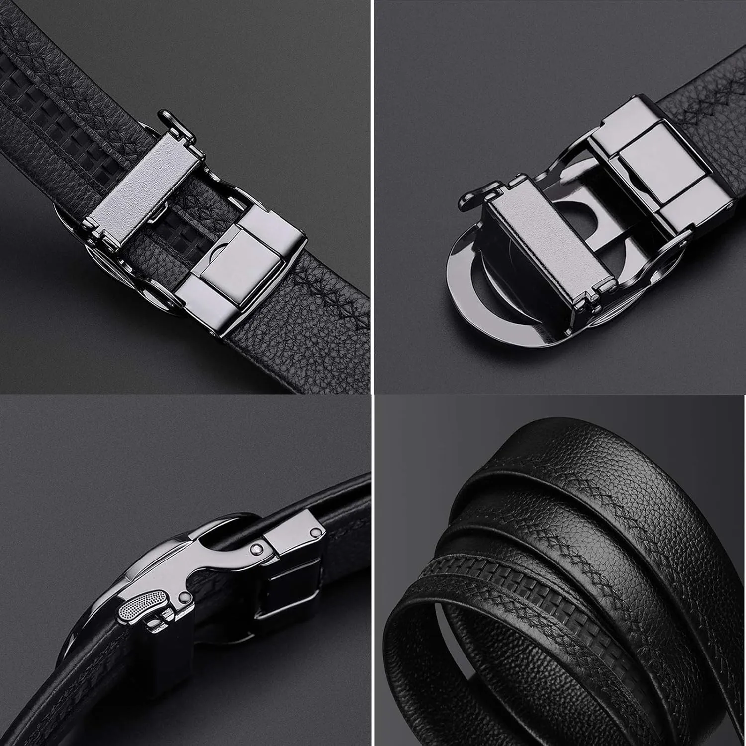 VANNANBA Ratchet Leather Belt for Men Designer Belts for Men with Automatic Buckle Alloy,Trend Fashion with Gift Box