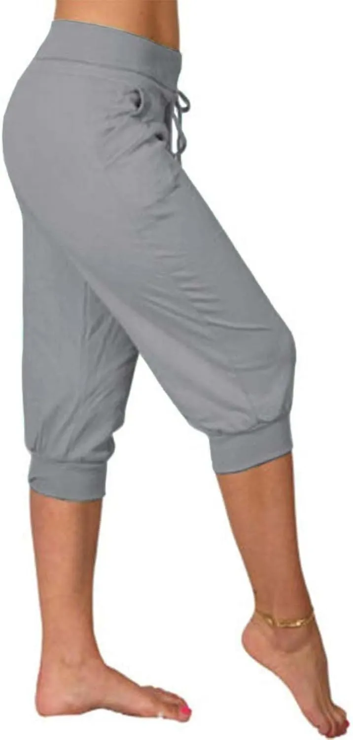 Wankang Sweatpants Capri Pants for Women Cropped Jogger Running Pants Lounge Loose Fit Drawstring Waist Trousers with Pockets