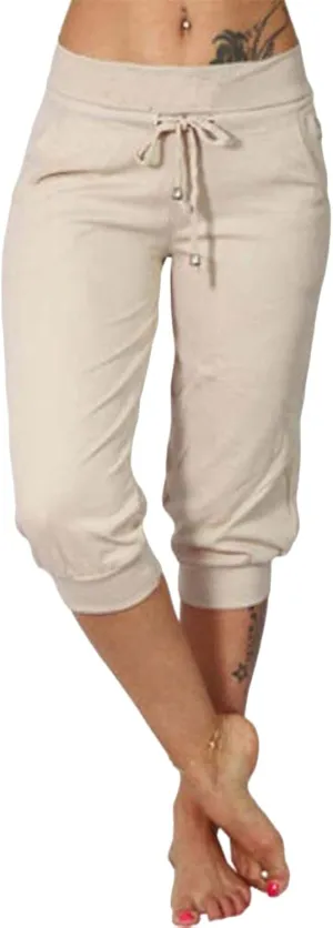 Wankang Sweatpants Capri Pants for Women Cropped Jogger Running Pants Lounge Loose Fit Drawstring Waist Trousers with Pockets
