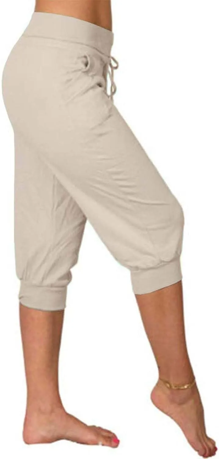 Wankang Sweatpants Capri Pants for Women Cropped Jogger Running Pants Lounge Loose Fit Drawstring Waist Trousers with Pockets