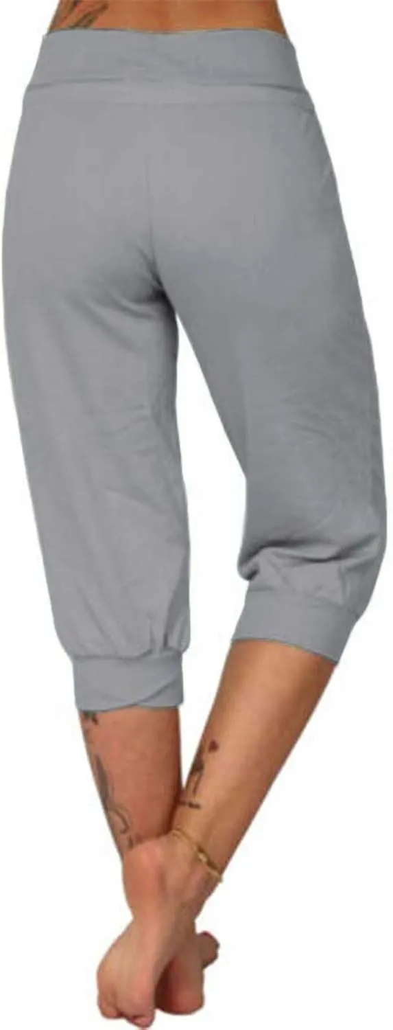 Wankang Sweatpants Capri Pants for Women Cropped Jogger Running Pants Lounge Loose Fit Drawstring Waist Trousers with Pockets