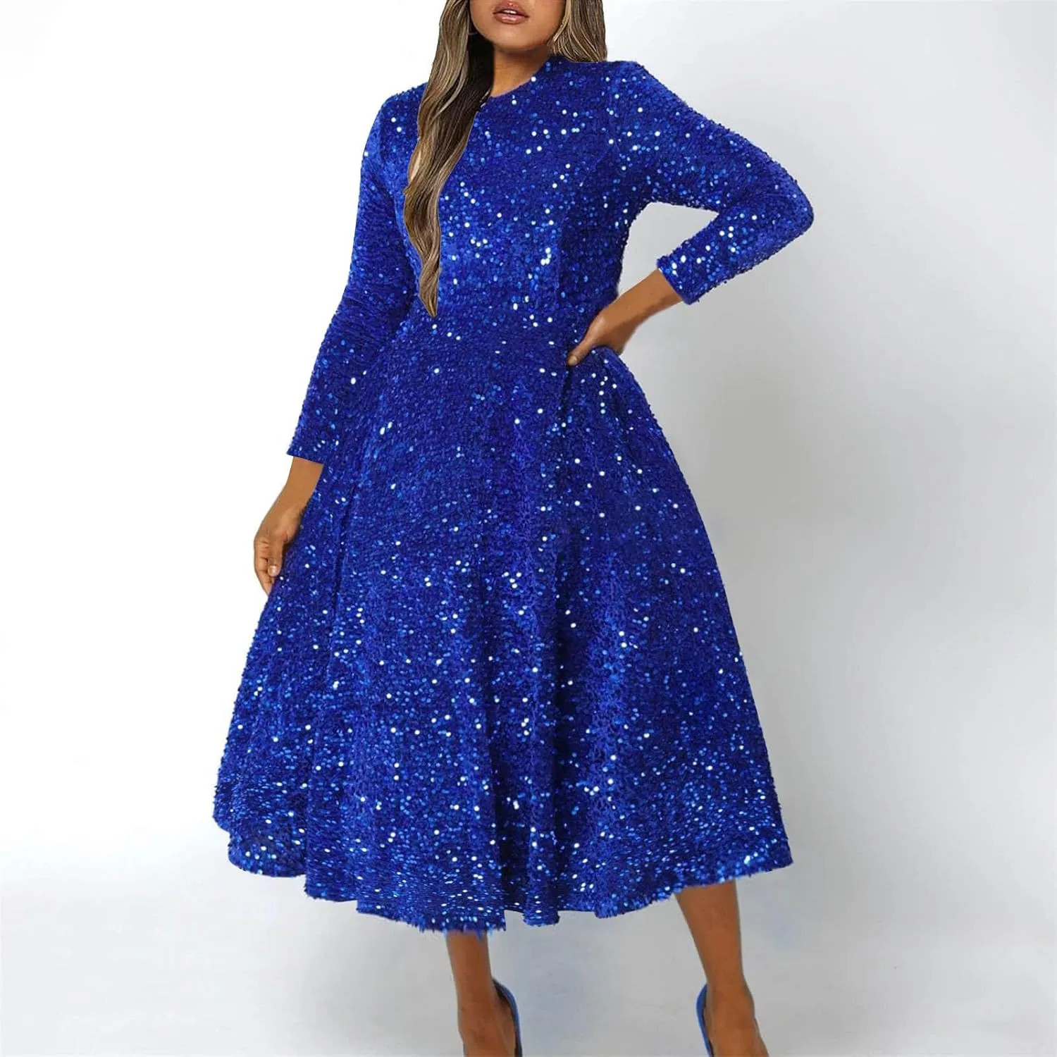 Wedding Guest Dresses for Women Cocktail Dress Sequin Party Dresses 2024 Cold Shoulder Maxi Dress Plus Size Sexy Dress