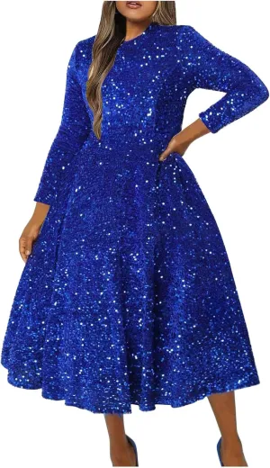 Wedding Guest Dresses for Women Cocktail Dress Sequin Party Dresses 2024 Cold Shoulder Maxi Dress Plus Size Sexy Dress