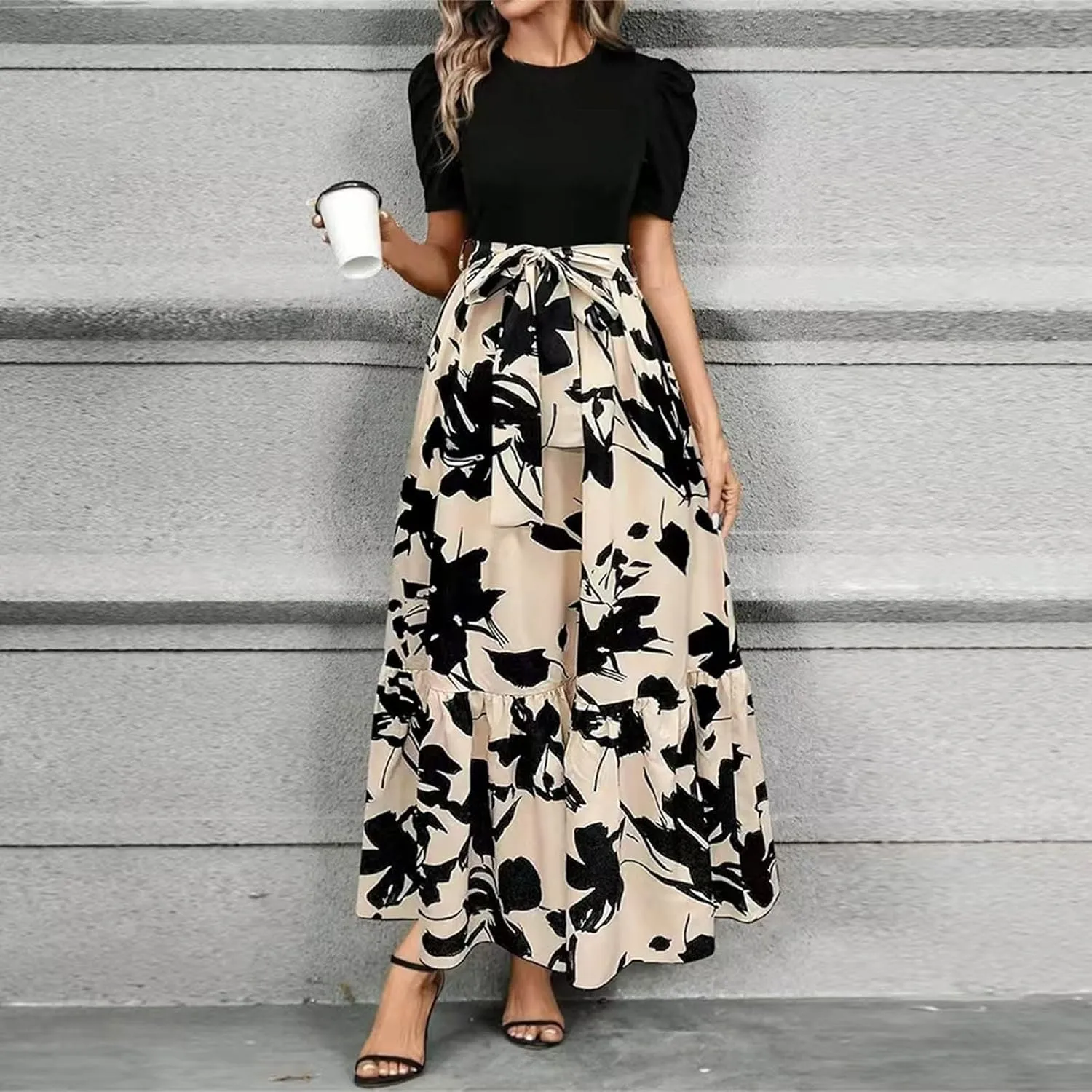 Wedding Guest Dresses for Women, Womens Easter Dresses Plus Size Formal Patchwork Spring Summer Dress 2025