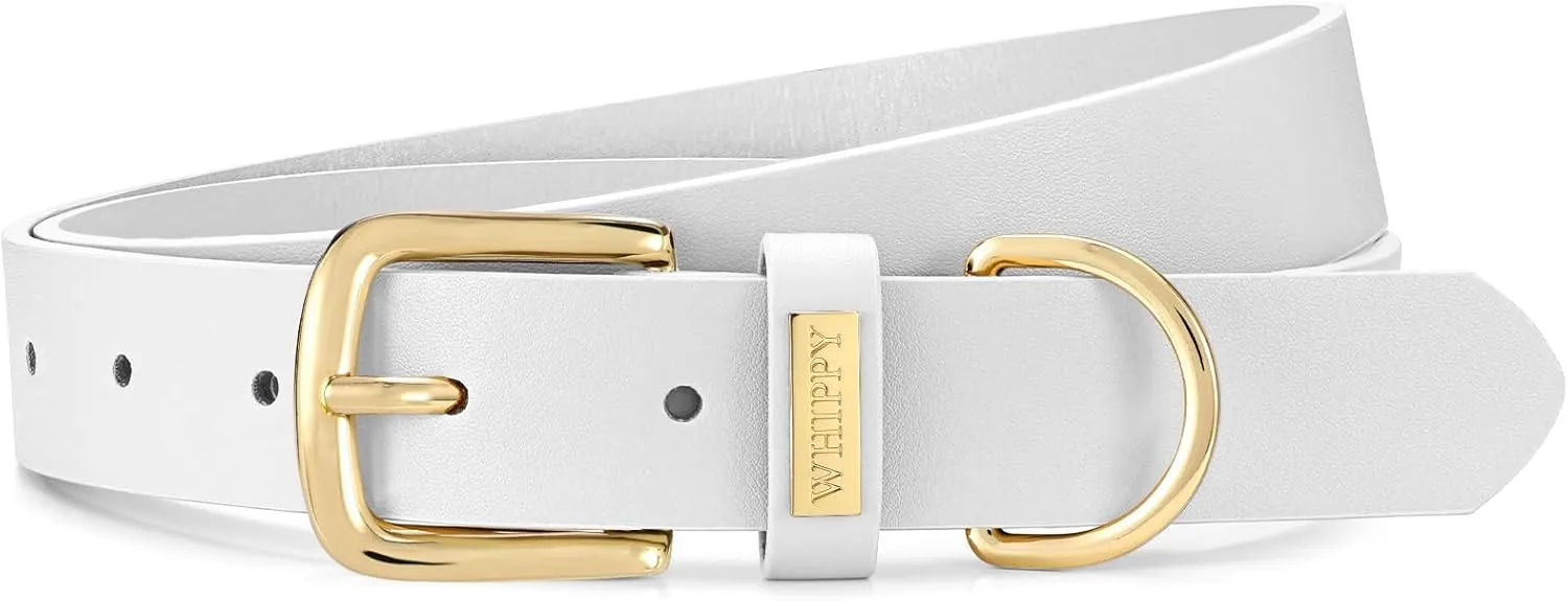 WHIPPY Women Leather Belt Fashion Ladies Waist Belt with Gold Buckle Casual Leather Belt for Jeans Pants Dresses