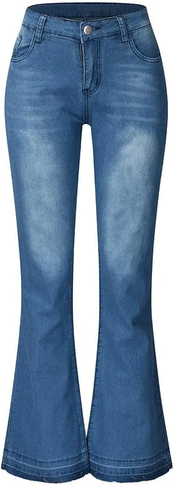 Wide Leg Jeans for Women Trendy High Waisted Stretchy Denim Pants Trouser Jeans with Pockets Stretch Denim Pants
