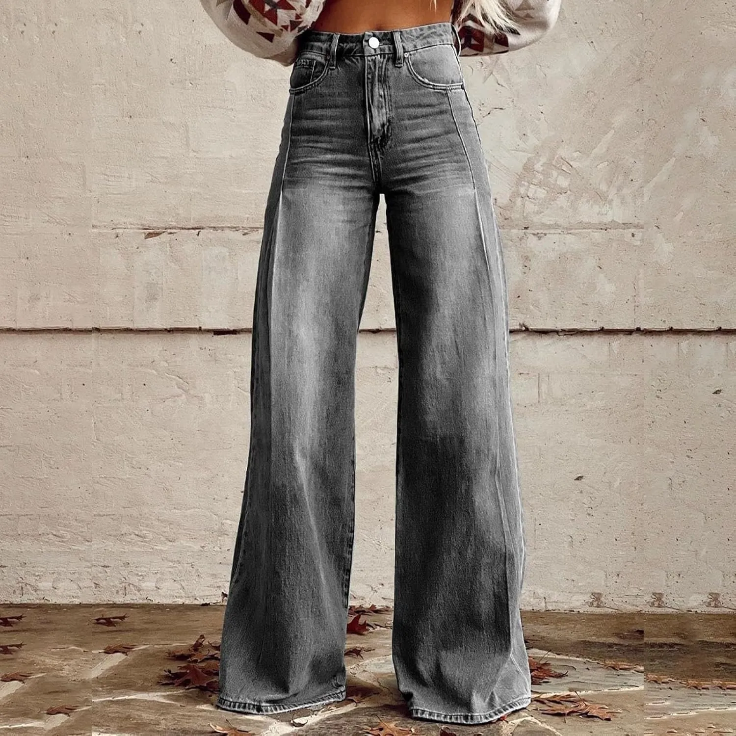 Wide Leg Jeans Woman Baggy High Waisted Mom 90s Boyfriend Denim Jeans Vintage Y2k Denim Pants Casual Cowgirl Pants